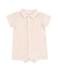Muslin White Swan Button Down Polo Shortie