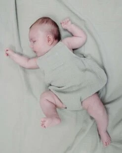 Solid Muslin Desert Green Pocket Sunsuit -LITTLE Baby Gear little angel dear solid muslin desert green pocket sunsuit 1155572393