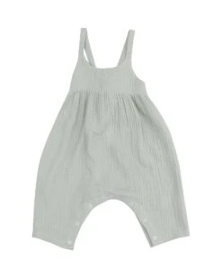 Solid Muslin Desert Green Tie Back Romper