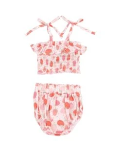 Strawberry Bliss Smocked Ruffle Top + Bloomer