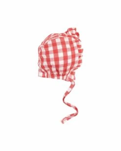 Strawberry Gingham Ruffle Bonnet