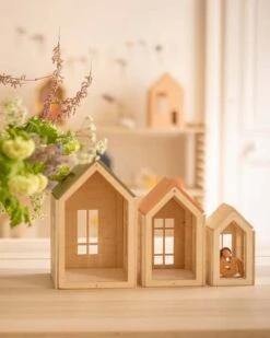 Magnetic Dollhouse Set Of 3 In Khaki + Terra