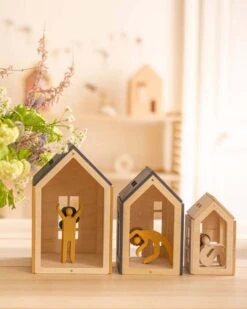 Magnetic Dollhouse Set Of 3 In Mustard + Blue -LITTLE Baby Gear little babai magnetic dollhouse set of 3 in mustard blue 49629183803684