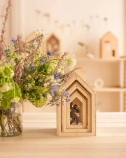 Magnetic Dollhouse Set Of 3 In Natural -LITTLE Baby Gear little babai magnetic dollhouse set of 3 in natural 49629175611684