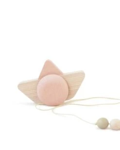Pull + Push Wooden Ship In Pink