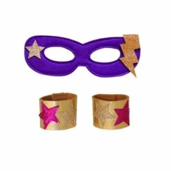 Superhero Mask & Cuff Set, Purple/Fuchsia