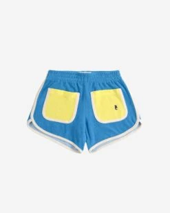 Bobo Choses Blue Color Block Terry Cloth Shorts In Light Blue
