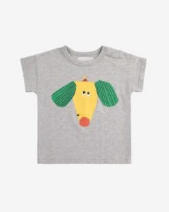 Bobo Choses Happy Dog Baby T-shirt In Heather Grey