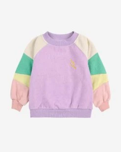 Bobo Choses Lila Color Block Terry Cloth Sweatshirt In Lavender