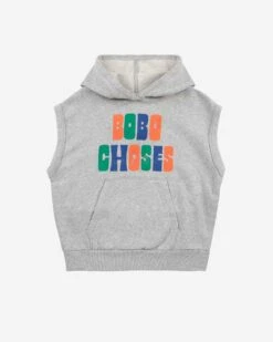 Multicolor Bobo Choses Sleeveless Hoodie In Heather Grey