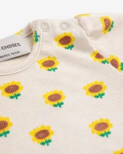 Bobo Choses Sunflower All Over Balloon Sleeve T-shirt In Beige -LITTLE Baby Gear little bobo choses sunflower all over balloon sleeve t shirt in beige 50860207276324