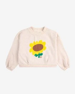 Bobo Choses Sunflower Cropped Sweatshirt In Off-white