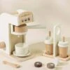 Wooden Coffee Maker Set In White