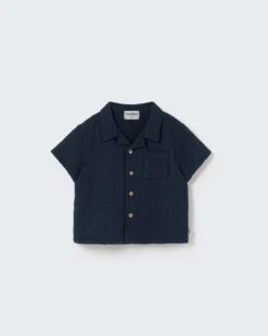 Abel Baby Button-up Shirt In Navy