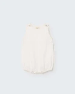 Dana Linen Baby Romper In Ivory