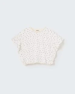 Greta Top In Ivory + Blue Floral