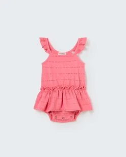 Isolda Embellished Jacquard Baby Romper In Confetti Pink