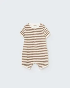 Luc Baby Jumpsuit In Coffee Stripe