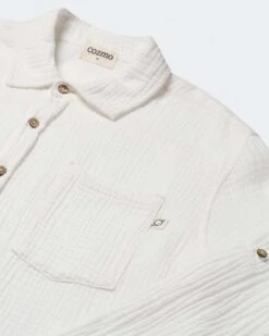 Peter Button-up Shirt In Ivory -LITTLE Baby Gear little cozmo peter button up shirt in ivory 1155574163