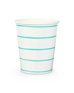 Aqua Frenchie Striped Cups