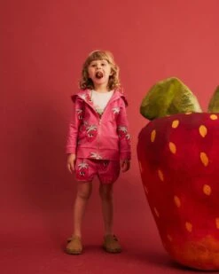 Strawberry Hoodie In Pink -LITTLE Baby Gear little dear sophie strawberry hoodie in pink 46738465095972