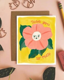 Thank You So Much Colorful Flower Greeting Card