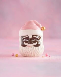 Black Papa Noel Cookie Jar In Pink