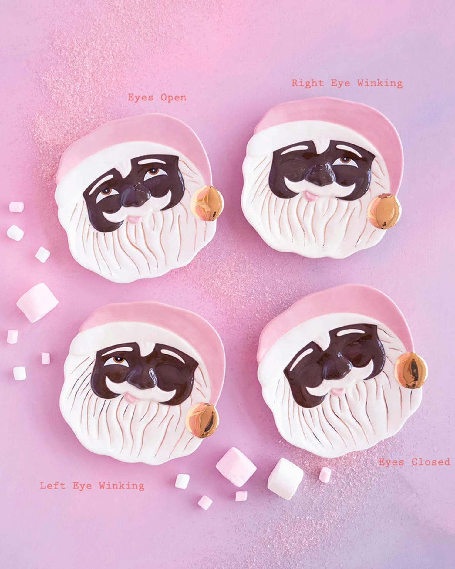 Black Papa Noel Cookie Plates In Pink 4 Black Papa Noel Cookie Plates In Pink - Image 2