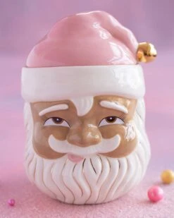 Brown Papa Noel Cookie Jar In Pink