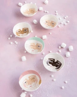 Papa Noel Bowls In Cream -LITTLE Baby Gear little glitterville papa noel bowl eyes open 40046584365348