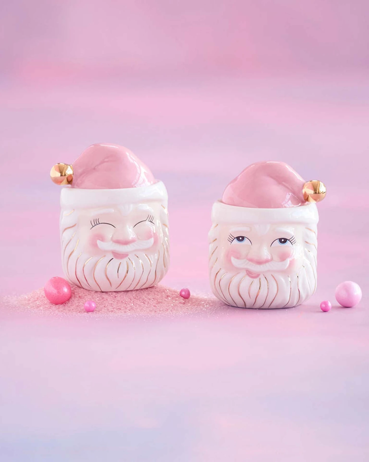 White Papa Noel Candy Jar In Pink 3 White Papa Noel Candy Jar In Pink