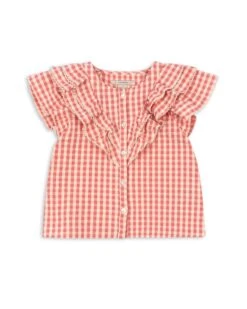 Konges Sløjd Kim Frill Shirt In Flamingo Plume Check