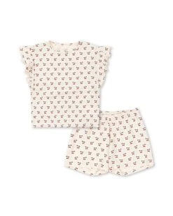 Konges Sløjd Lin Frill Set In Cherry Motif