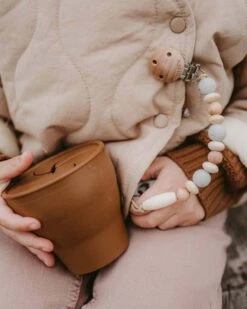 Foldable Silicone Snack Cup In Clay