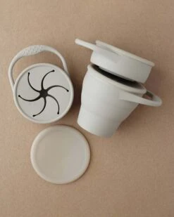 Foldable Silicone Snack Cup In Taupe