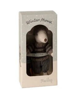 Maileg Big Brother Winter Mouse With Ski Set In Grey -LITTLE Baby Gear little maileg big brother winter mouse with ski set in grey 50368102105380