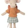 Maileg Big Sister Tricycle Mouse With Bag In Old Rose