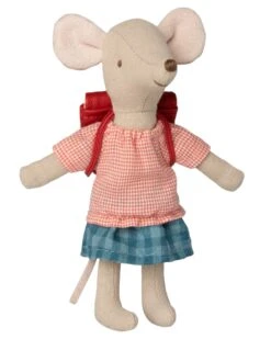 Maileg Big Sister Tricycle Mouse With Bag In Red