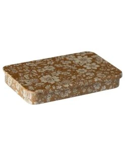 Maileg Blossom Metal Box W/ Sliding Lid In Ocher