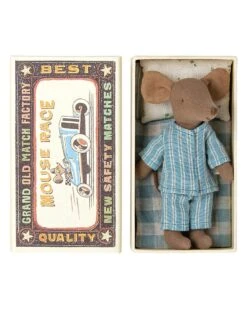 Maileg Blue Pj Big Brother Mouse In Matchbox