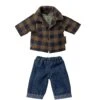 Maileg Brown Checked Shirt + Pants For Dad Mouse