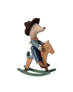 Maileg Cowboy Mouse On Rocking Horse, Little Brother -LITTLE Baby Gear little maileg cowboy mouse on rocking horse little brother 1172743704
