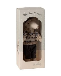 Maileg Dad Winter Mouse With Ski Set In Blue -LITTLE Baby Gear little maileg dad winter mouse with ski set in blue 50368088572196