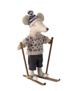 Maileg Dad Winter Mouse With Ski Set In Blue