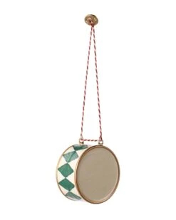 Maileg Large Drum Metal Ornament In Dark Green