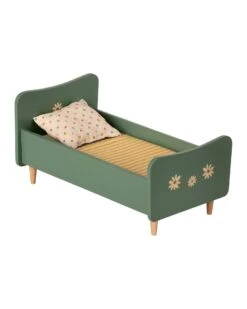 Maileg Mini Wooden Bed In Mint Blue