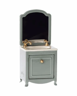 Maileg Mouse Sink With Mirror In Dark Mint