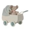 Maileg Pram With Baby Mouse - Mint -LITTLE Baby Gear little maileg pram with baby mouse mint 1155572175