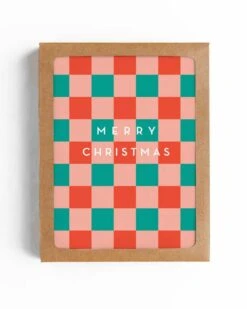 Christmas Checkerboard Card, Set Of 6