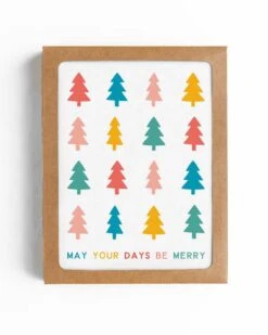 Merry Rainbow Trees Holiday Card Set Of 6